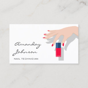 Tarjeta De Visita Nails Artist Studio Red Manicure Pedicure White