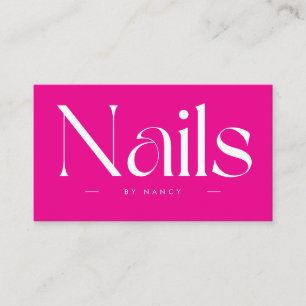 Tarjeta De Visita Nails Bold Typography Hot Pink Business Card