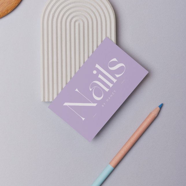 Tarjeta De Visita Nails Bold Typography Lilac Purple Business Card (Subido por el creador)