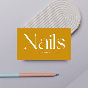 Tarjeta De Visita Nails Bold Typography Mustard Business Card