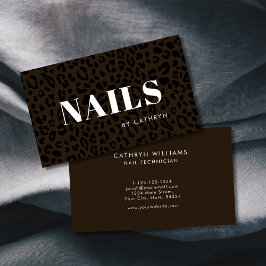 Tarjeta De Visita Nails Brown Animal Print Nail Technist