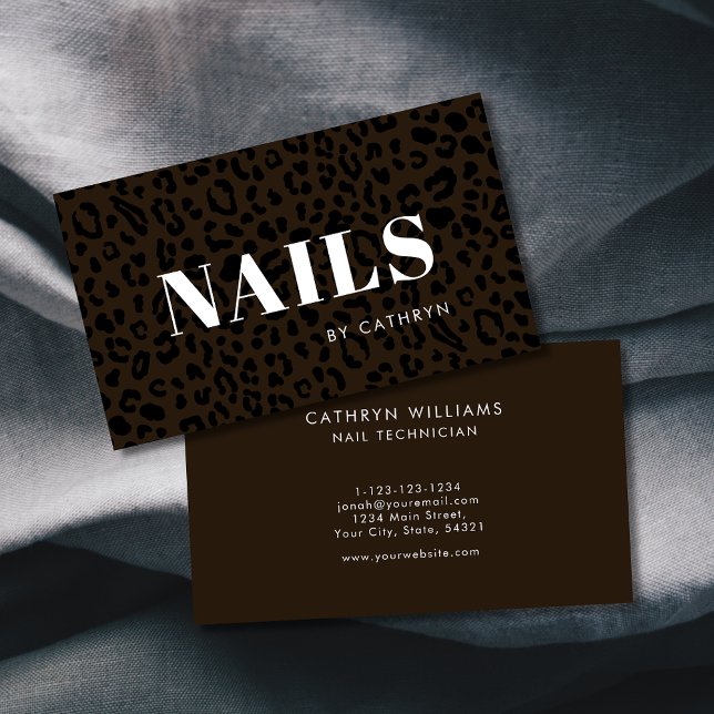 Tarjeta De Visita Nails Brown Animal Print Nail Technist (Subido por el creador)