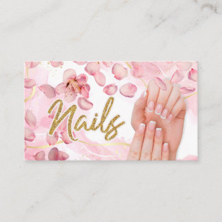 Tarjeta De Visita Nails Business Cards Manicura Minimalista Rosa