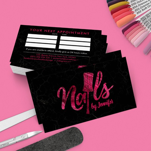 Tarjeta De Visita Nails by - Original Text logo Dibujo Purpurina Ros (Subido por el creador)