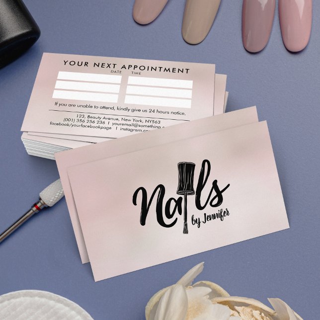 Tarjeta De Visita Nails by Text logo Dibujando negro en Magnolia Ros (Subido por el creador)