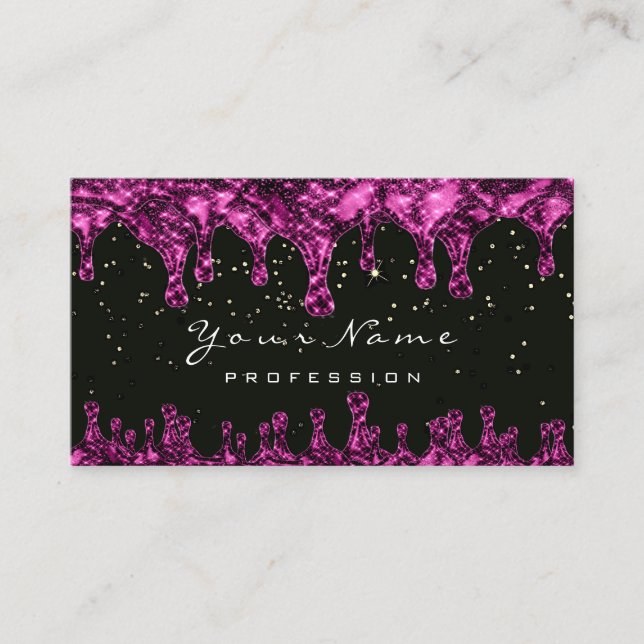 Tarjeta De Visita Nails Epilation Depilation Fuchsia Rosa Black (Anverso)