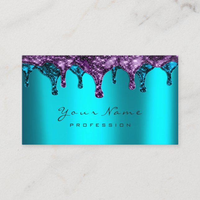 Tarjeta De Visita Nails Epilation Depilation Navy Purple BluTeal (Anverso)