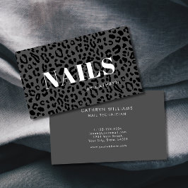 Tarjeta De Visita Nails Gray Animal Print Nail Technist