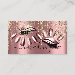Tarjeta De Visita Nails Makeup Artist Eyelash Rosas Drips