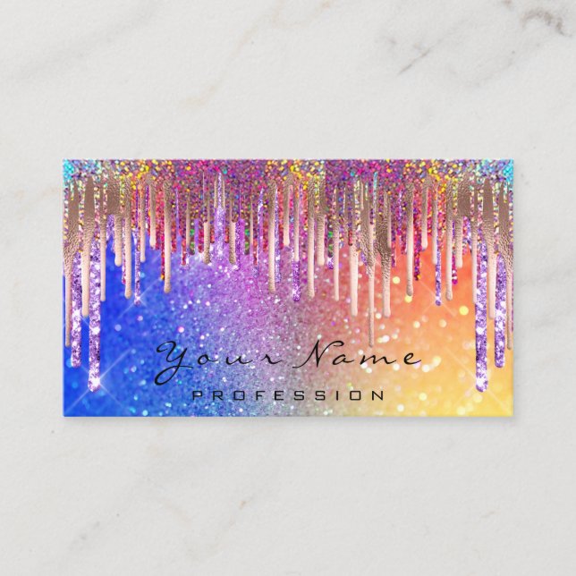 Tarjeta De Visita Nails Makeup Artista Holograph Drin Purpurina Rain (Anverso)