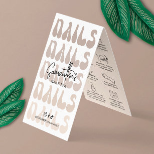 Tarjeta De Visita Nails Manicure Aftercare Retro Beige Logo Nail Spa