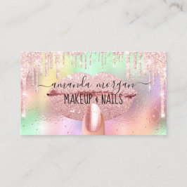 Tarjeta De Visita Nails Manicure Makeup Holograph Lips Purpurina Kis