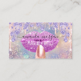 Tarjeta De Visita Nails Manicure Makeup Holograph Lips Purpurina Kis