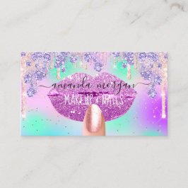 Tarjeta De Visita Nails Manicure Makeup Holograph Litros Purpurina A