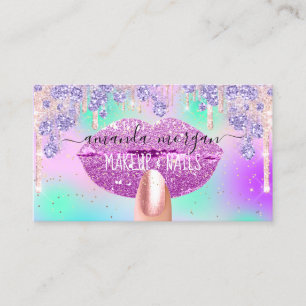 Tarjeta De Visita Nails Manicure Makeup Holograph Litros Purpurina A