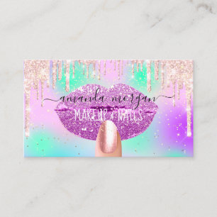 Tarjeta De Visita Nails Manicure Makeup Holograph Litros Purpurina P
