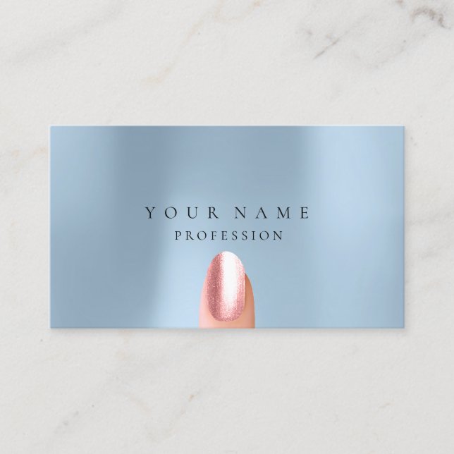 Tarjeta De Visita Nails Manicure Profesional Blue Pink Moderno (Anverso)
