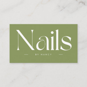 Tarjeta De Visita Nails negrita tipografía Sage Green