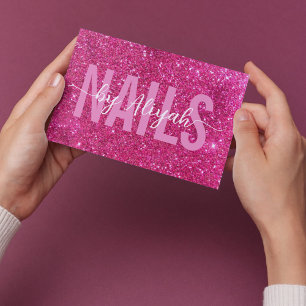 Tarjeta de visita Nails Purpurina Rosado