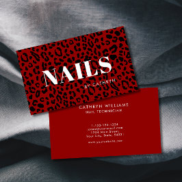 Tarjeta De Visita Nails Red Animal Print Nail Technist