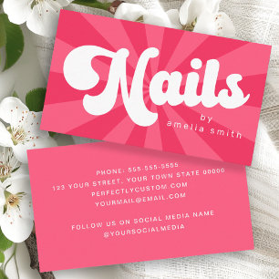Tarjeta De Visita Nails rosa retro o cualquier arrebato de sol color