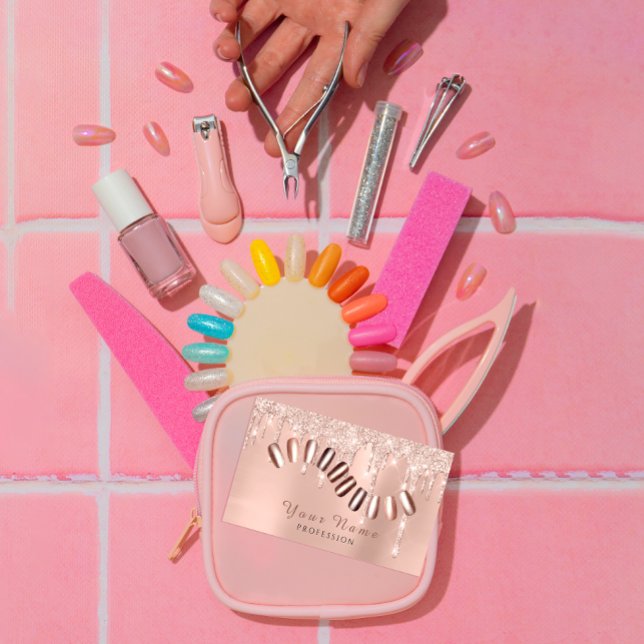 Tarjeta De Visita Nails Salon Manicurist Dris Purpurina RoseVIP (Subido por el creador)