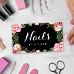 Tarjeta De Visita Nails Salon Nail Technician Romantic Floral Wrap<br><div class="desc">This "Nails Salon Romantic Floral Wrap Business Card" is a great choice for professionals in the nail or salon industry looking to add a touch of romance and femininity to their branding. With its stunning floral design surrounding the card, this business card exudes sophistication and style. The handwritten nail script...</div>