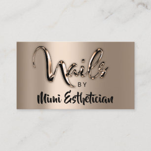 Tarjeta De Visita Nails Studio Artist Nails Logo Script Metálico