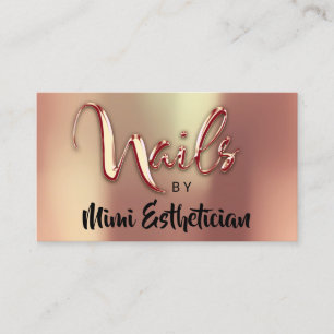 Tarjeta De Visita Nails Studio Artist Nails Script Logo Gold Rosa