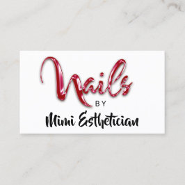 Tarjeta De Visita Nails Studio Artist Red Nails Script Red White Log