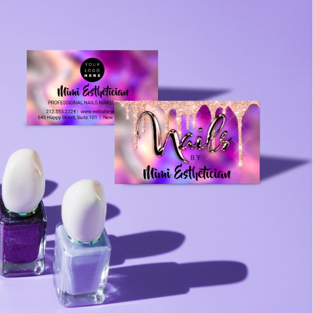 Tarjeta De Visita Nails Studio Artista Perforaciones Acrílicas Purpu (Subido por el creador)