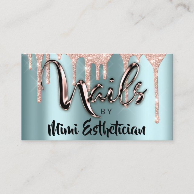 Tarjeta De Visita Nails Studio Artista Perforaciones Acrílicas Purpu (Anverso)