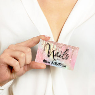 Tarjeta De Visita Nails Studio Artista Purpurina de goteo acrílico H