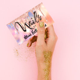 Tarjeta De Visita Nails Studio Artista Purpurina de goteo acrílico H