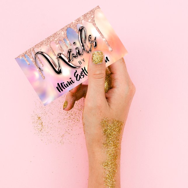 Tarjeta De Visita Nails Studio Artista Purpurina de goteo acrílico H (Subido por el creador)