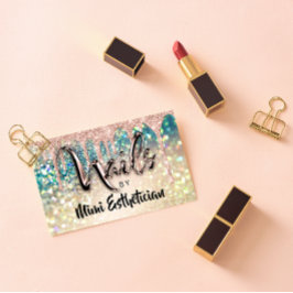 Tarjeta De Visita Nails Studio Artista Purpurina de goteo acrílico H