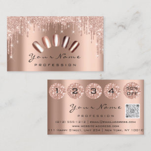Tarjeta De Visita Nails Studio Drips Purpurina Manicure QR Code