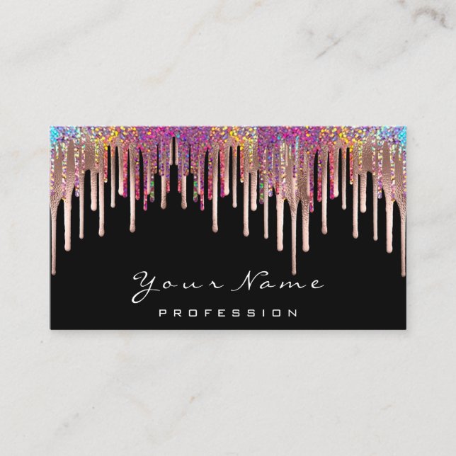 Tarjeta De Visita Nails Wax Depilation Makeup Rosas Dris Holograph (Anverso)
