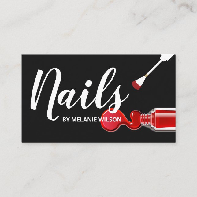 Tarjeta De Visita Nales | Polaco y pincel de uñas rojas (Anverso)