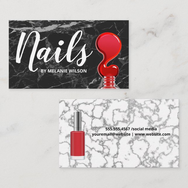Tarjeta De Visita Nales | Pour de polaco de nail | Mármol (Anverso / Reverso)
