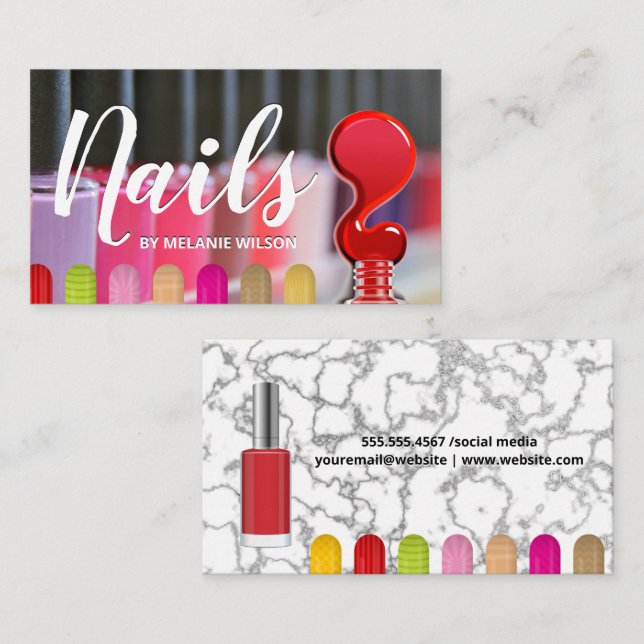 Tarjeta De Visita Nales | Variedad de Nail Polaco (Anverso / Reverso)