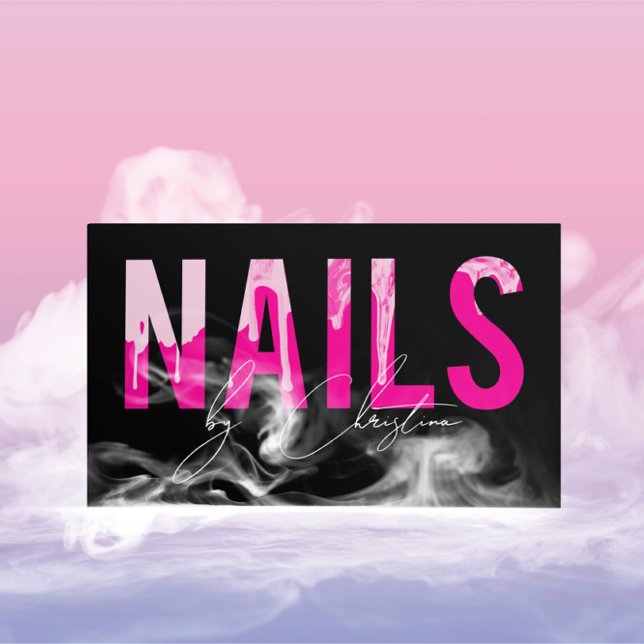 Tarjeta De Visita Nalgas rosadas calientes Perforar Art Manicure QR  (Hot Pink Nails Drip Nail Art Manicure QR Code Business Card)