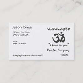 Tarjeta De Visita Namaste - me inclino ante ti (en negro)