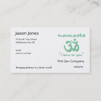 Tarjeta De Visita Namaste - me inclino ante ti (en verde)