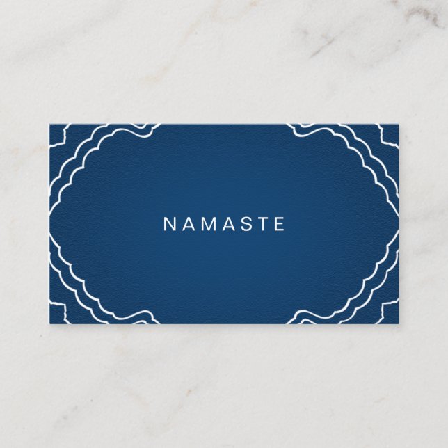 Tarjeta De Visita Namaste Yoga Instructor Navy Blue Simple (Anverso)