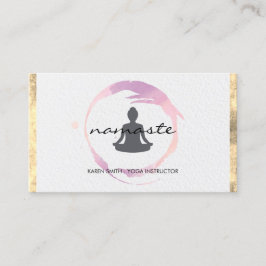 Tarjeta De Visita Namaste Yoga Lotus Position Gold Trim Grunge