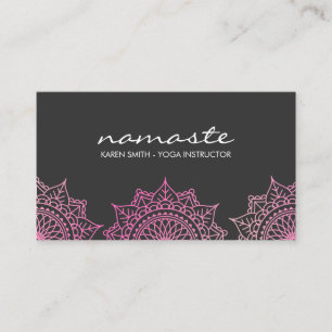 Tarjeta De Visita Namaste Yoga Patrón Tribal con posición de loto