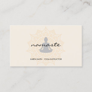 Tarjeta De Visita Namaste Yoga Patrón Tribal con posición de loto