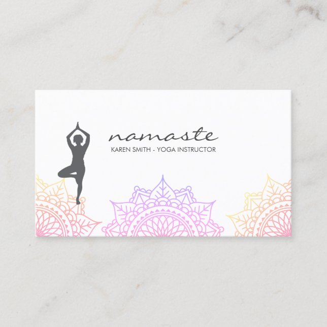 Tarjeta De Visita Namaste Yoga Pose Tribal (Anverso)