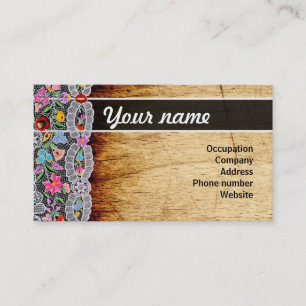 Tarjeta De Visita Namecard de la flor y de madera